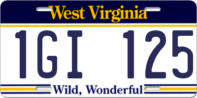 WV license plate 1GI125