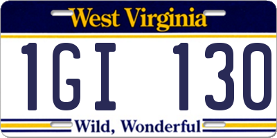 WV license plate 1GI130