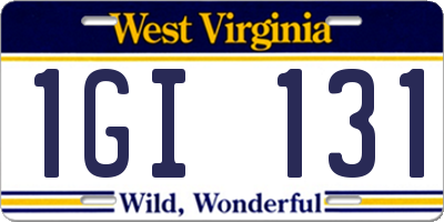 WV license plate 1GI131