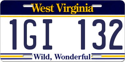 WV license plate 1GI132