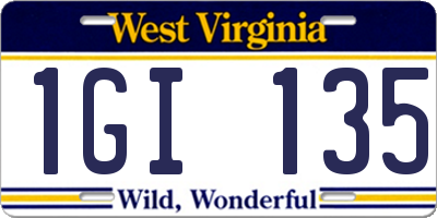 WV license plate 1GI135