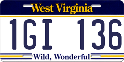 WV license plate 1GI136