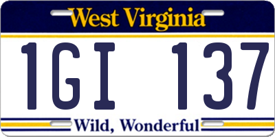 WV license plate 1GI137