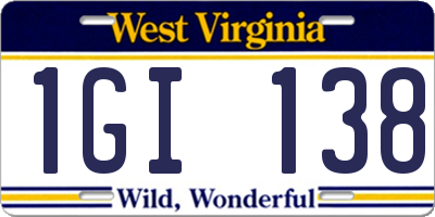 WV license plate 1GI138