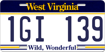 WV license plate 1GI139