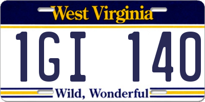 WV license plate 1GI140