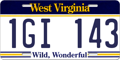 WV license plate 1GI143