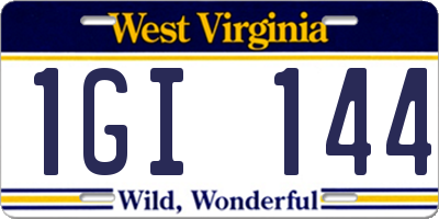 WV license plate 1GI144