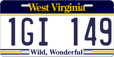 WV license plate 1GI149