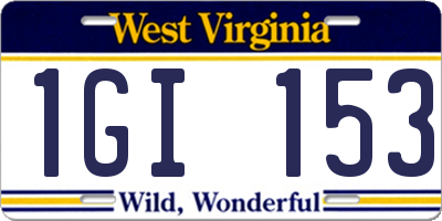 WV license plate 1GI153