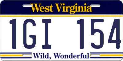 WV license plate 1GI154