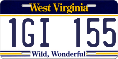 WV license plate 1GI155