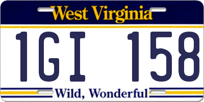 WV license plate 1GI158