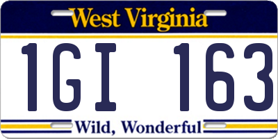 WV license plate 1GI163