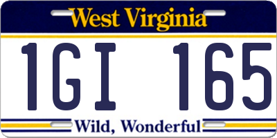 WV license plate 1GI165