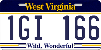 WV license plate 1GI166