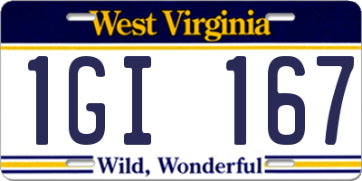 WV license plate 1GI167