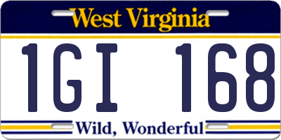 WV license plate 1GI168