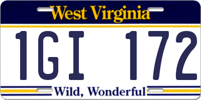 WV license plate 1GI172