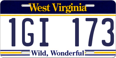 WV license plate 1GI173