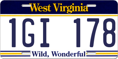 WV license plate 1GI178