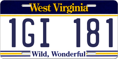 WV license plate 1GI181