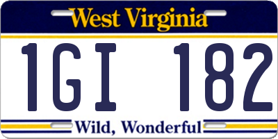 WV license plate 1GI182