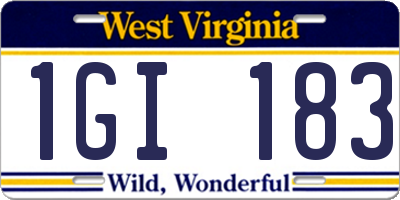 WV license plate 1GI183