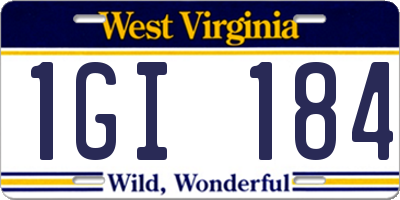 WV license plate 1GI184
