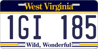 WV license plate 1GI185