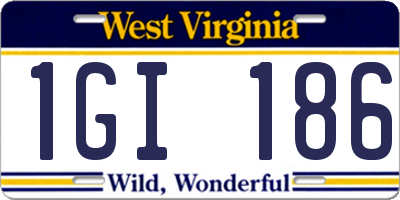 WV license plate 1GI186