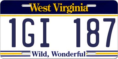 WV license plate 1GI187