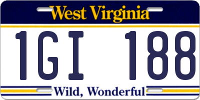 WV license plate 1GI188