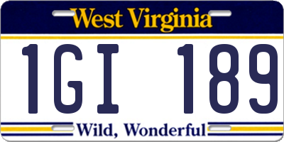 WV license plate 1GI189
