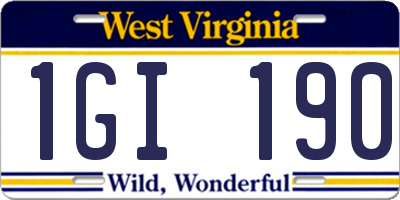 WV license plate 1GI190