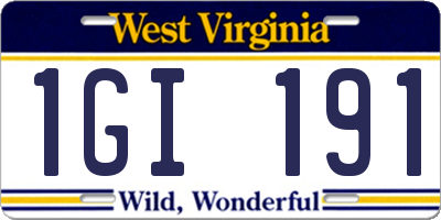 WV license plate 1GI191