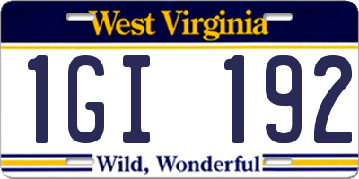 WV license plate 1GI192