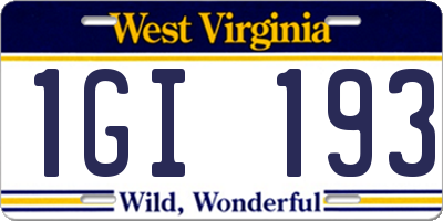 WV license plate 1GI193