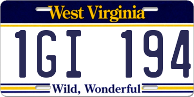 WV license plate 1GI194