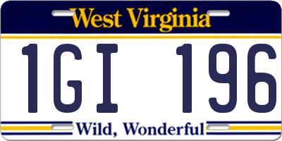 WV license plate 1GI196
