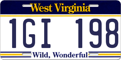 WV license plate 1GI198