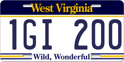 WV license plate 1GI200