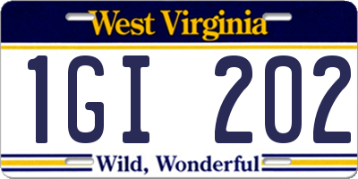 WV license plate 1GI202