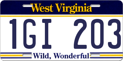 WV license plate 1GI203