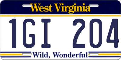 WV license plate 1GI204