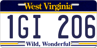 WV license plate 1GI206