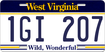 WV license plate 1GI207
