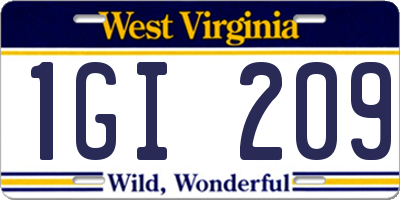 WV license plate 1GI209
