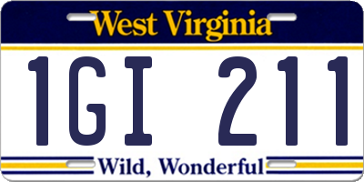 WV license plate 1GI211