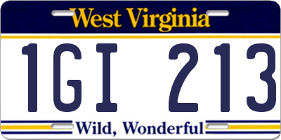 WV license plate 1GI213